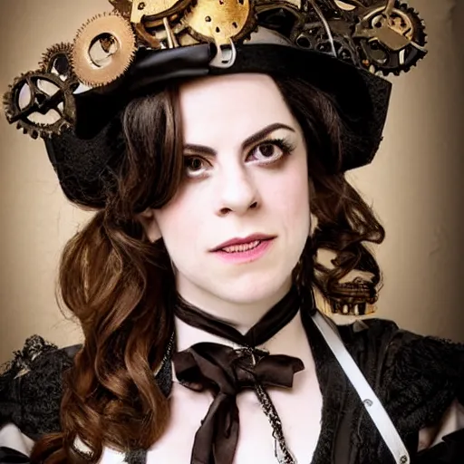 Image similar to portrait of emily hampshire in steampunk cosplay