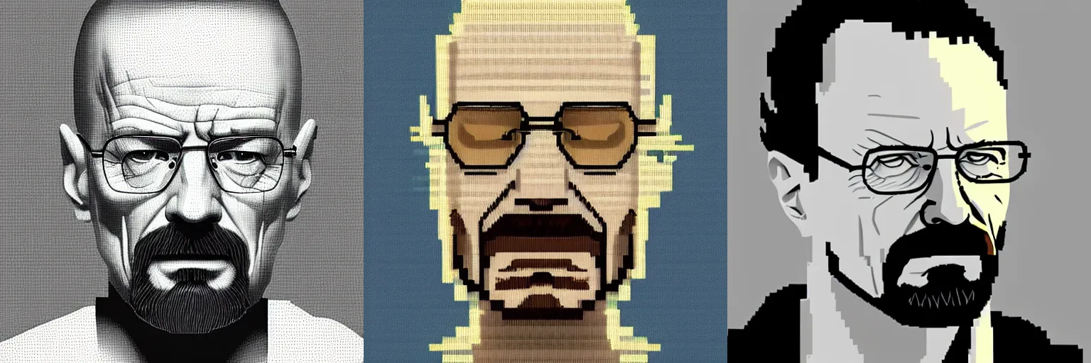 Prompt: Walter White in the style of pixelated digital art, artstation, cgsociety