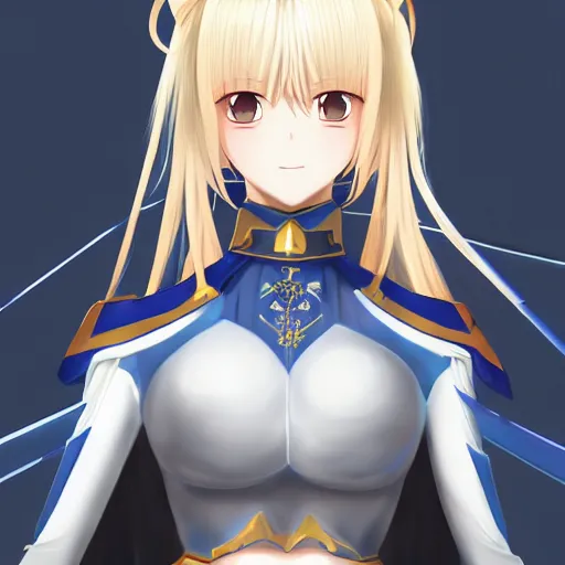 Image similar to portrait of artoria pendragon, anime fantasy illustration by tomoyuki yamasaki, kyoto studio, madhouse, ufotable, symmetrical face, trending on artstation