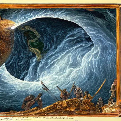 Image similar to pummelling maelstrom vocation in the days of noah, detailed, intricate, advanced,