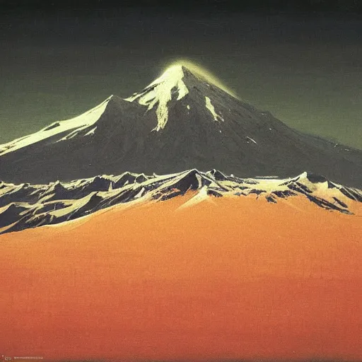 Prompt: mt elbrus at night, arkhip kuindzhi painting, thus spoke Zarathustra