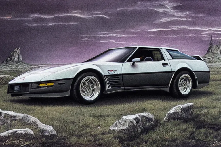 Prompt: intricate, 3 d, 1 9 8 8 c 4 corvette trans am wagon estate, style by caspar david friedrich and wayne barlowe and ted nasmith.