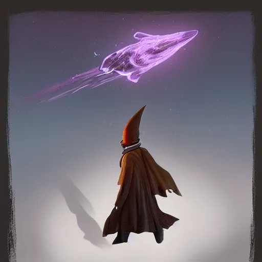 Image similar to wizard flying on the broom, front view, digital art, artstation