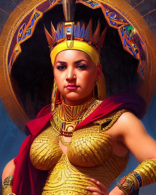 Image similar to Guy Fieri as a beautiful egyptian princess, gorgeous, portrait, powerful, intricate, beautiful, masterpiece, elegant, volumetric lighting, digital painting, highly detailed, artstation, sharp focus, illustration, William-Adolphe Bouguereau, Hajime sorayama, ruan jia