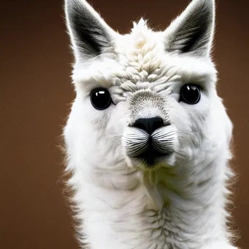 Image similar to a cat - alpaca - hybrid with a beak, animal photography, wildlife photo, award winning