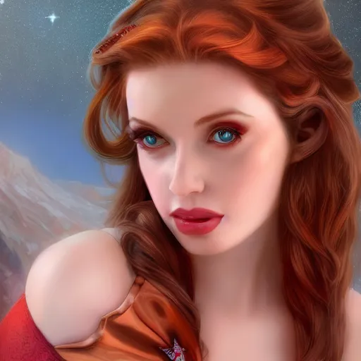 Prompt: amouranth as a tempting princess by jim burns, rule of thirds, seductive look, beautiful, in intergalactic hq