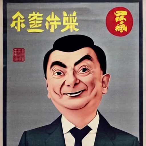 Image similar to Chinese propaganda poster about Mr Bean