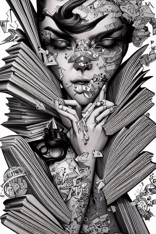 Prompt: digital art logo, books, by James Jean and by artgerm and by Lucha , ultra-detailed,