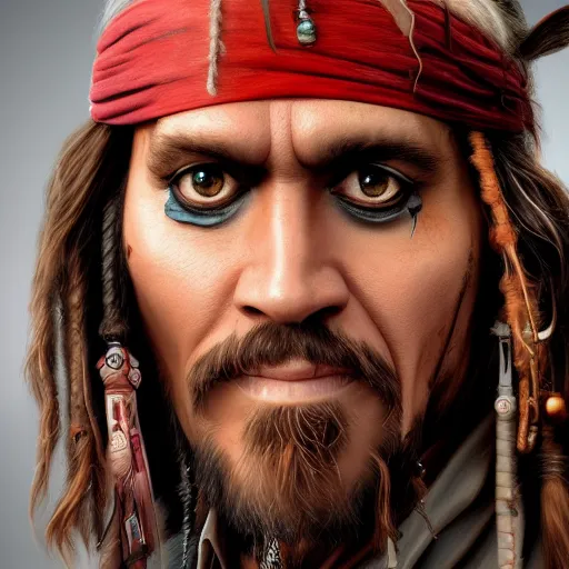 Prompt: Jim Carrey is Jack Sparrow, hyperdetailed, artstation, cgsociety, 8k
