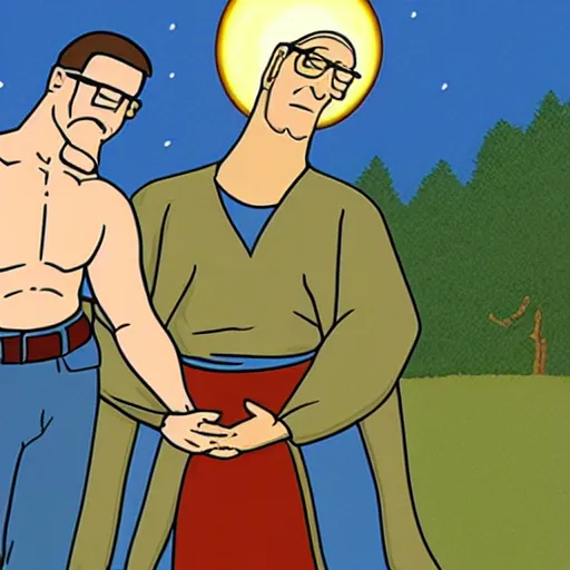 Image similar to Hank Hill saving Jesus