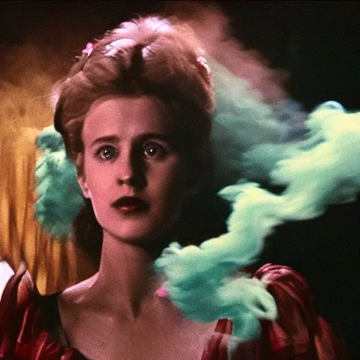 Prompt: the image is a folklore fiction lost hollywood film still 1 9 8 0 s photograph of a scene featuring a scene that involves smoke. vibrant cinematography, anamorphic lenses, crisp, detailed image in 4 k resolution.