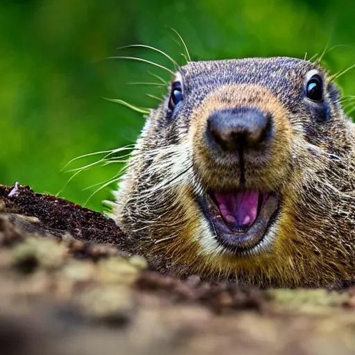 Image similar to a groundhog diving, realistic, photo wide angle, 8K