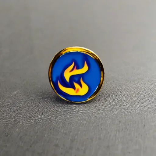 Image similar to a photo of a retro 1 9 6 0 s minimalistic plain fire flames enamel pin, studio lighting, behance