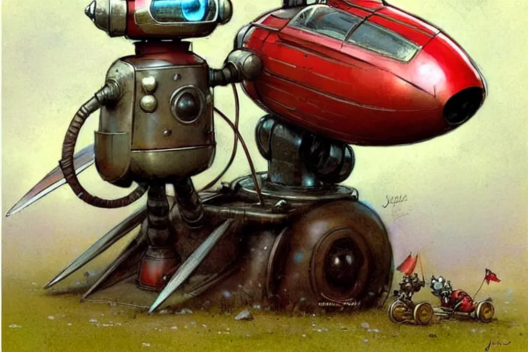 Image similar to adventurer ( ( ( ( ( 1 9 5 0 s retro future robot android mouse rv rocket sled robot. muted colors. ) ) ) ) ) by jean baptiste monge!!!!!!!!!!!!!!!!!!!!!!!!! chrome red