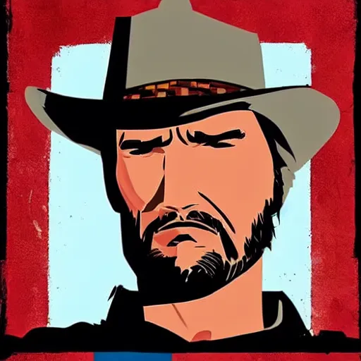 Image similar to a cowboy in the style of red dead redemption, lucky luke, the good, the bad and the ugly, clint eastwood, steven seagal, donald trump, glory days, patriotism