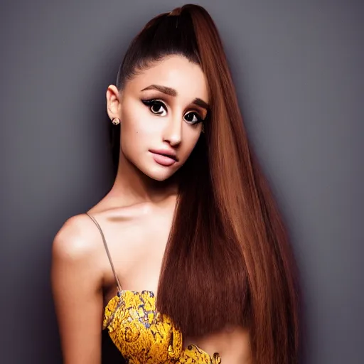 Image similar to Portrait of Ariana Grande with Anime eyes, vogue, perfect face, intricate, Sony a7R IV, symmetric balance, polarizing filter, Photolab, Lightroom, 4K, Dolby Vision, Photography Award