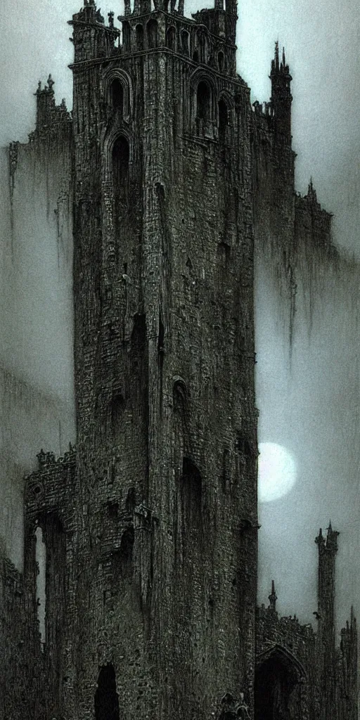 Image similar to ancient gothic castle by Beksinski, Luis Royo