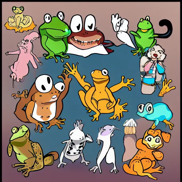 Image similar to animal, frog, character, anime