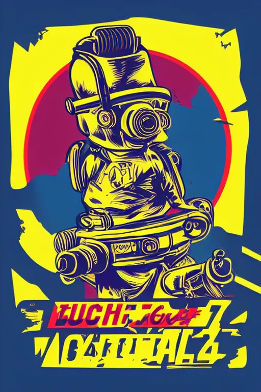 Image similar to fallout 7 6 retro futurist illustration art by butcher billy, sticker, colorful, illustration, highly detailed, simple, smooth and clean vector curves, no jagged lines, vector art, smooth andy warhol style