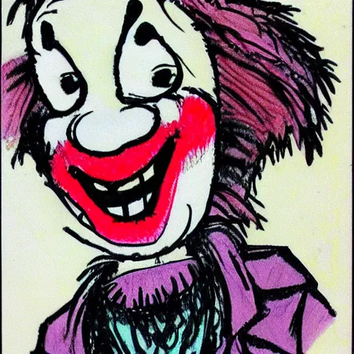 Image similar to grunge drawing of a clown by dr seuss