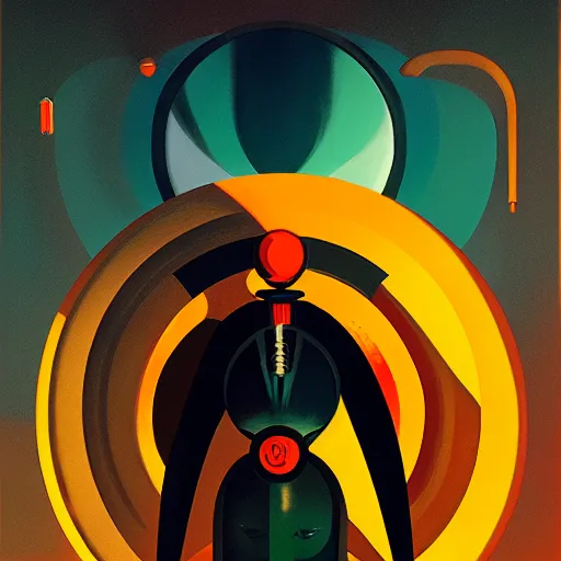 Prompt: a kilian eng art deco style sci - fi pilot, oil on canvas, smooth, sharp focus, vibrant volumetric dark natural light, dark enlightenment, alchemy, citrinitas.