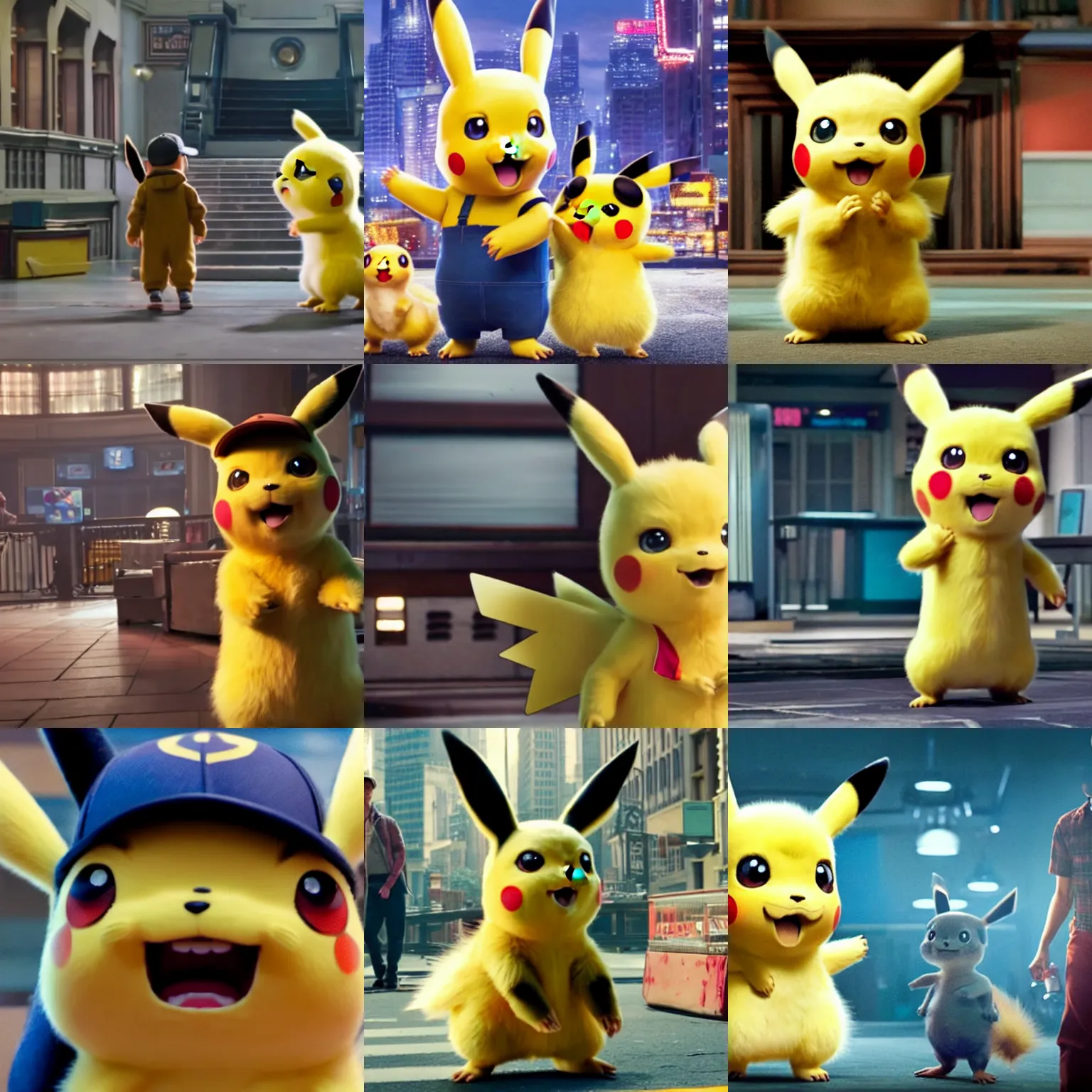Prompt: a film still from pokemon detective pikachu ( 2 0 1 9 )