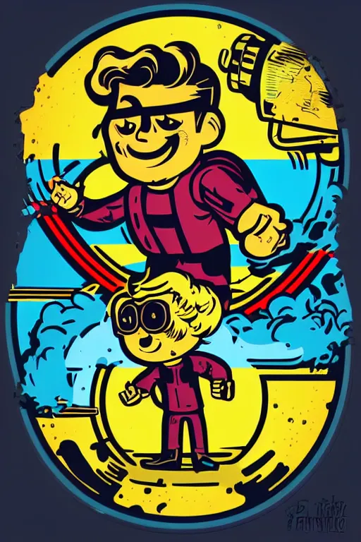 Image similar to fallout 7 6 retro futurist illustration art by butcher billy, sticker, colorful, illustration, highly detailed, simple, smooth and clean vector curves, no jagged lines, vector art, smooth andy warhol style