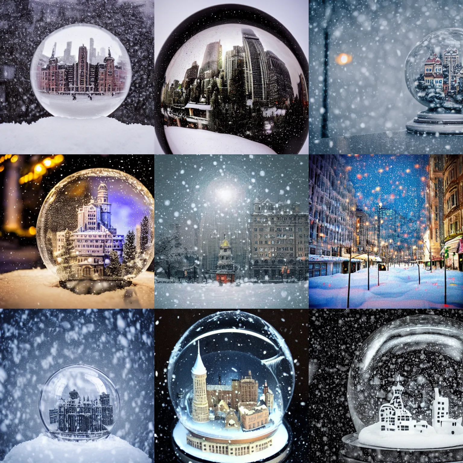 Prompt: city in a snow globe