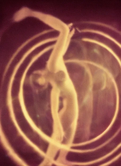 Image similar to a symmetrical female astral projection, liquid glowing aura, heavenly, motion blur, film grain, cinematic lighting, experimental film, shot on 1 6 mm