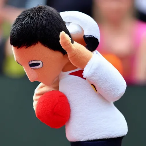 Prompt: novak djokovic as plushie toy