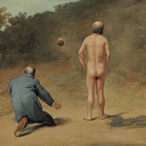 Prompt: a man mooning another man