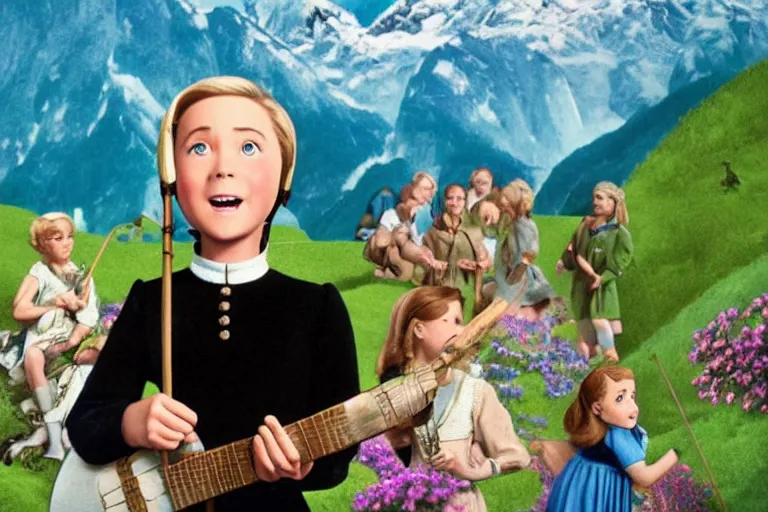 Image similar to still image from the sound of music by pixar, ultra detailed, finely detailed