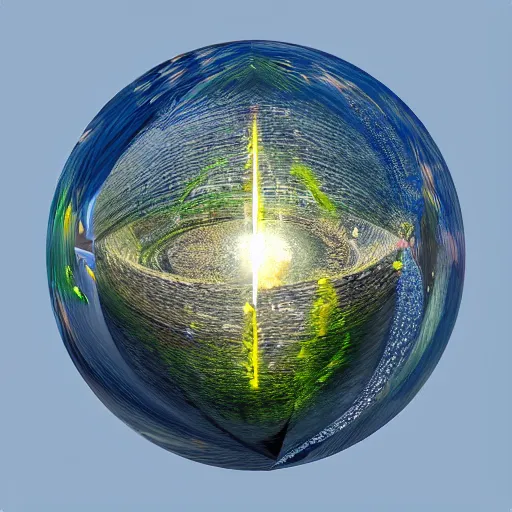 Image similar to water, fire, earth and air in one element, swirling around in a sphere, amazing detail, ray tracing