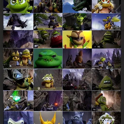 Image similar to skyrim anime godzilla yoda donkey kong pikachu yeti shrek super mario homer groot waluigi darth vader mike wazowski, highly detailed, extremely high quality, hd, 4 k, 8 k, professional photographer, 4 0 mp, lifelike, top - rated, award winning, cinematic, realistic, detailed lighting, detailed shadows, sharp, no blur, edited, corrected, trending