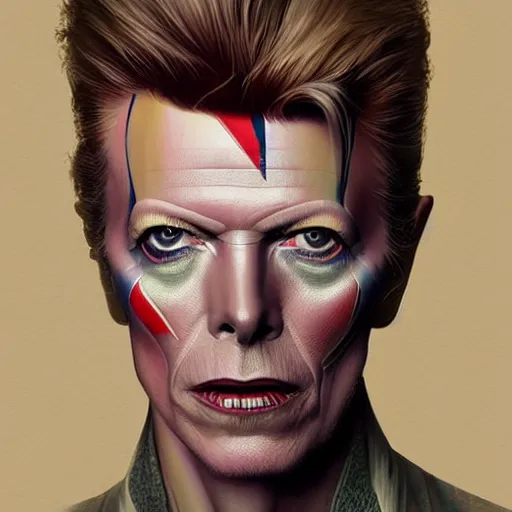 Image similar to a portrait of david bowie as a wizard, upper half portrait, urban motifs, intricate, elegant, highly detailed, digital painting, trending on artstation, concept art, smooth sharp focus, illustration, art by artgerm and greg rutkowski