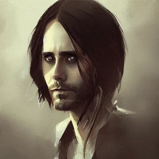 Image similar to “ portrait of jared leto by greg rutkowski, young, attractive, highly detailed portrait, scifi, digital painting, artstation, concept art, smooth, sharp foccus ilustration, artstation hq ”