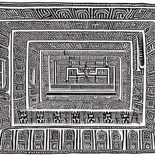 Prompt: interior of a black evil egyptian hieroglyphic labyrinth, hidden eyes everywhere, highly detailed and intricate