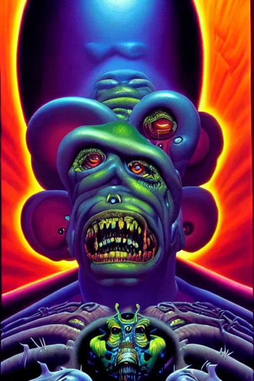 Image similar to a hyperrealistic painting of a cinematic space opera horror by chris cunningham, lisa frank, richard corben, highly detailed, vivid color,