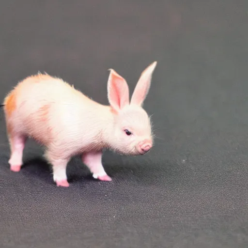 Prompt: half miniature piglet, half bunny