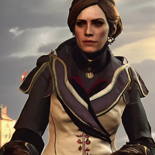 Prompt: an in-game screenshot of Adele as a character in Dishonored 2