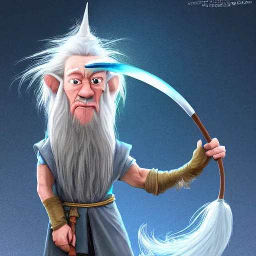 Image similar to Gandalf as a troll doll with a wizard's hat staff, beautiful lighting, high quality digital art, trending on artstation