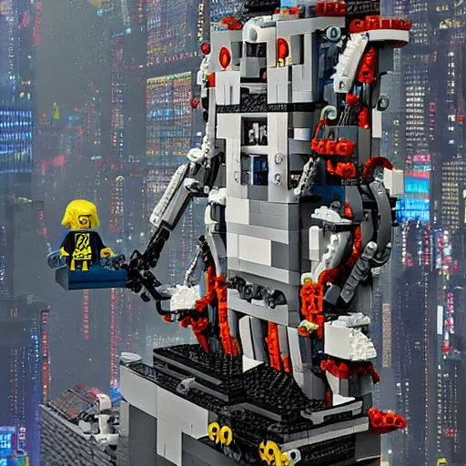 Image similar to lego art, cyberpunk, sci - fi, beautiful.