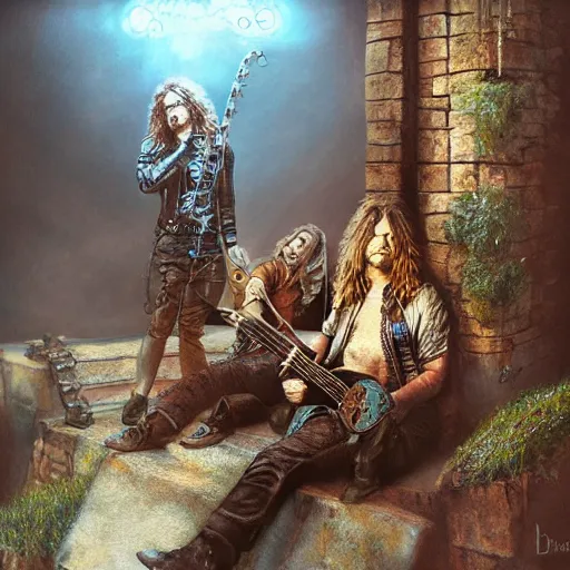 Image similar to Led Zeppelin, high resolution fantasy concept art, realistic, intricate details, soft lighting