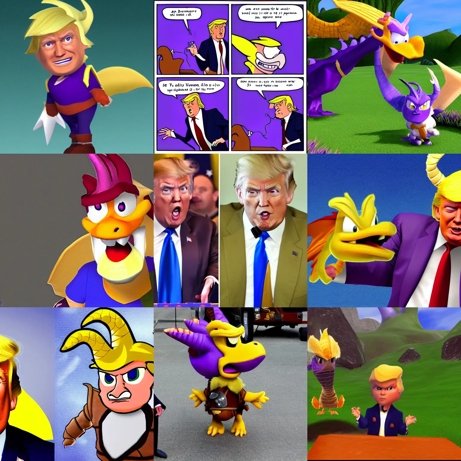 Prompt: donald trump as spyro the dragon