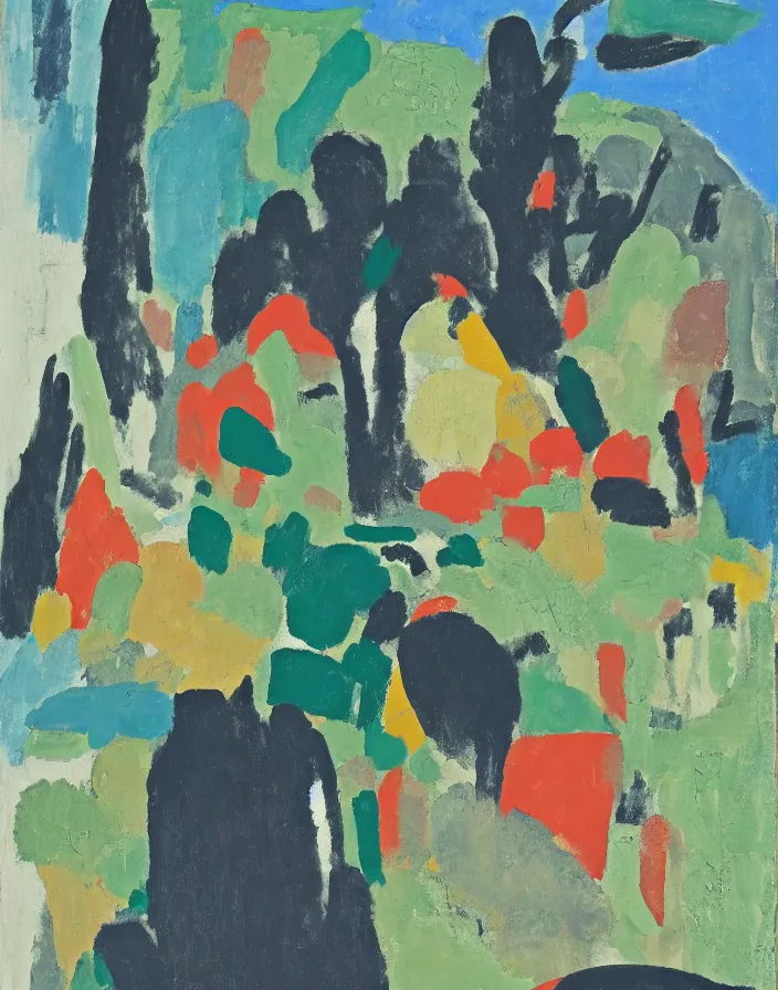 Image similar to a portrait of a character in a scenic environment by Etel Adnan