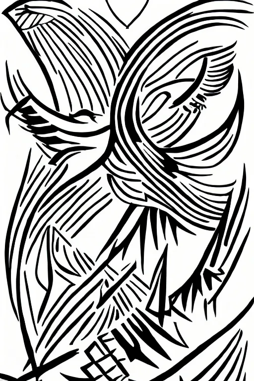 Image similar to a simple tattoo design of flying birds with lines and geometric shapes, black ink, logo, line art