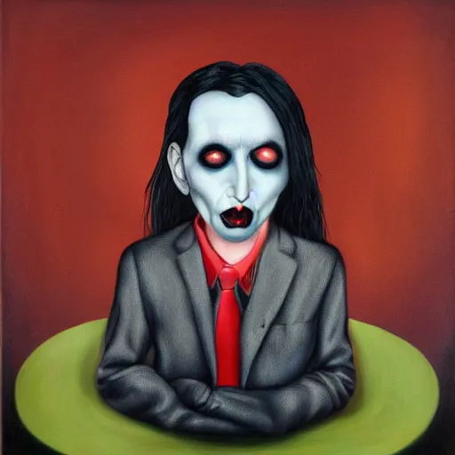 Image similar to painting in the style of mark ryden, marilyn manson crying