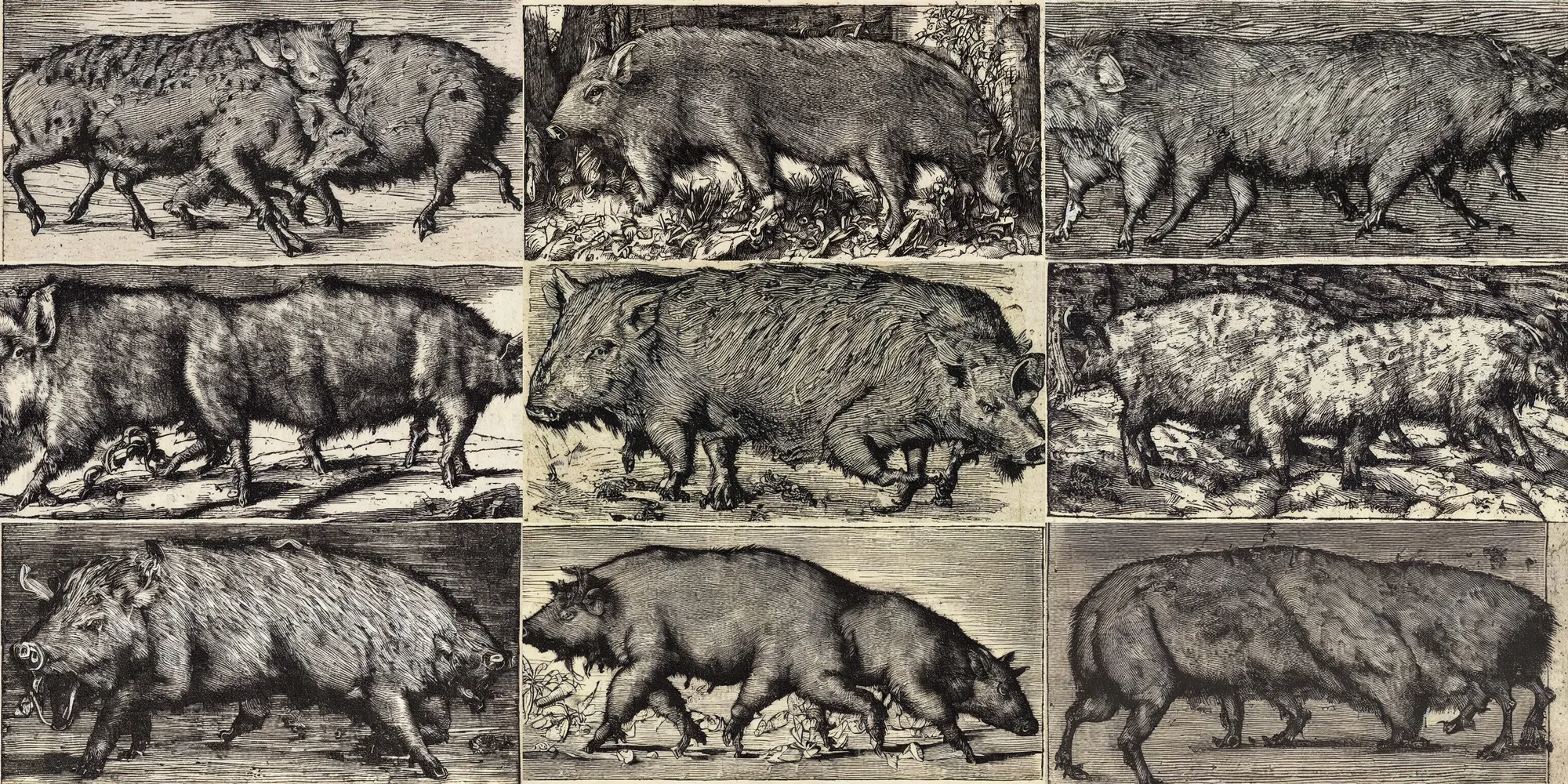 Prompt: wild boar by albrecht durer. woodcut. 1 5 1 5