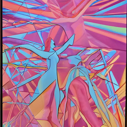Image similar to wish animated painting by john. podesta ( ). sparallelising. nedynamic synthesizers ralph perfect color holographic pink, 3 d wonderful smooth lighting pink marble figures