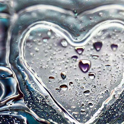 Prompt: a heart made of glass, inside there's a real anatomical heart, raindrops, tears, crying, photorealistic, highly detailed, ornate, bokeh, photography 50mm f1.4,